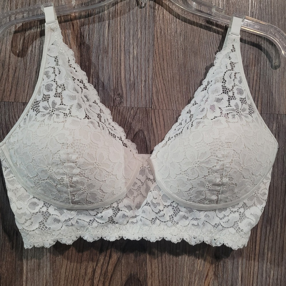 Maidenform Lightly Lined Convertible Lace Bralette Sz 38D Ivory Wireless DM1188